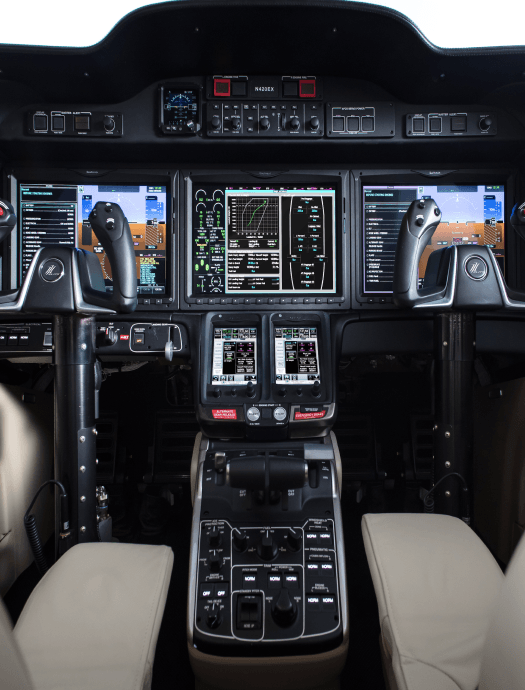 Advanced jet cockpit controls.