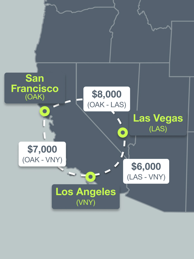 Volato Go! West. Capped price per flight. (Not an hourly rate).
