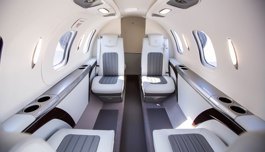 inside private jet 