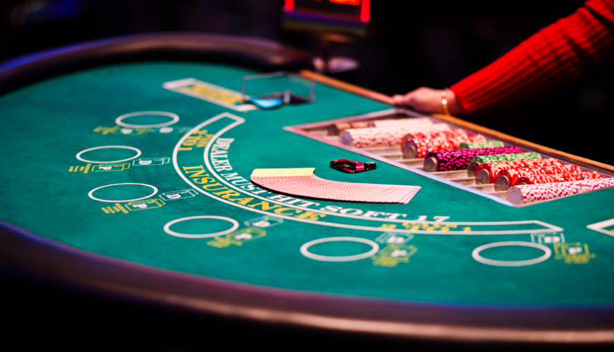 Blackjack table closeup at las vegas